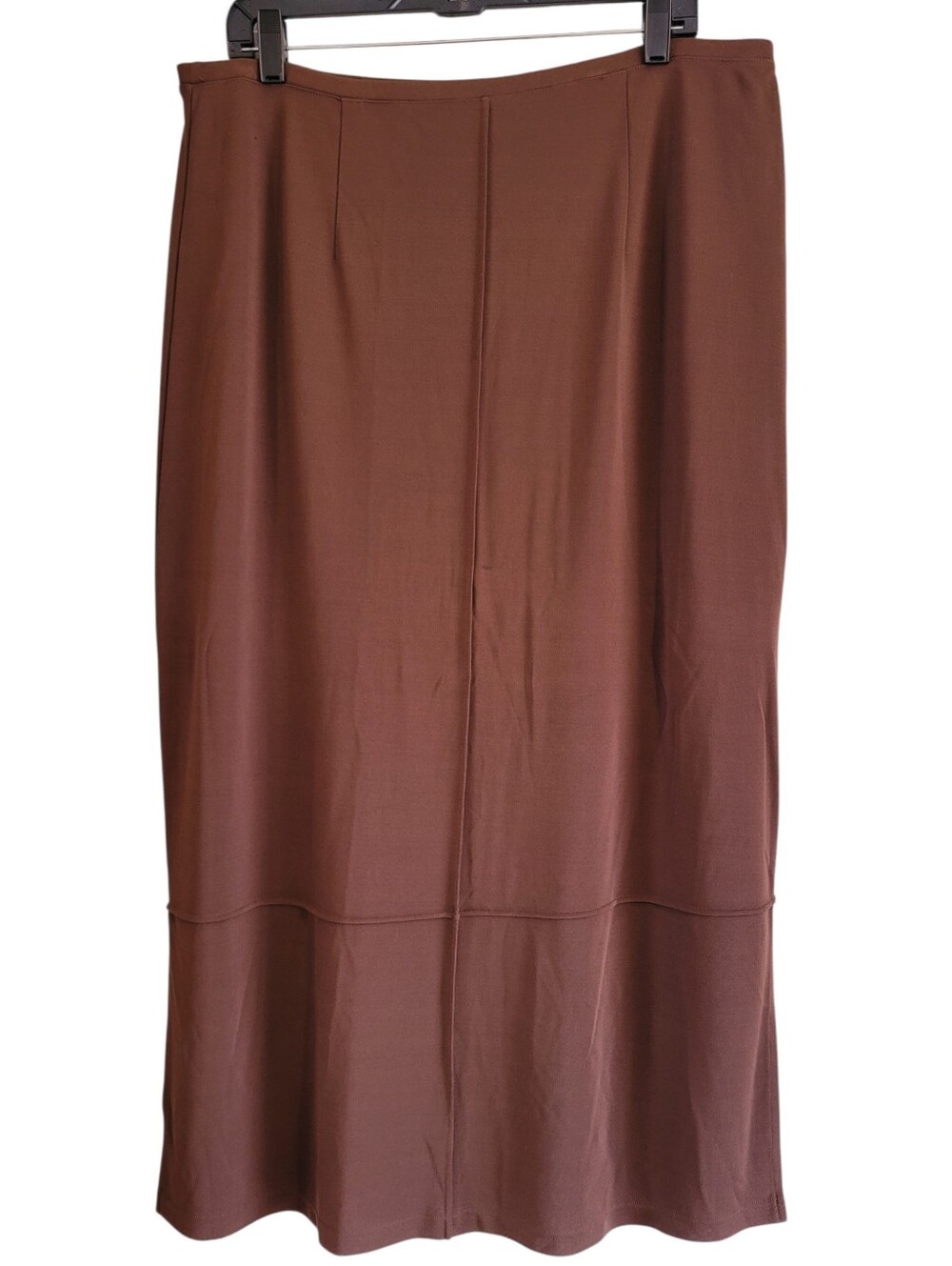 J. Jill Chocolate Brown Pull-on Midi Maxi Skirt Sz L Stretchy Ponte Knit Casual